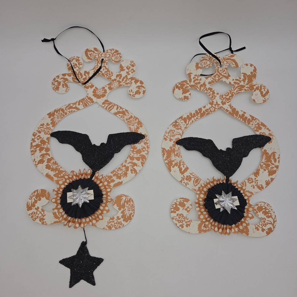 Vintage 2 Bethany Lowe Halloween Hanging Ornament Die cut Cardboard